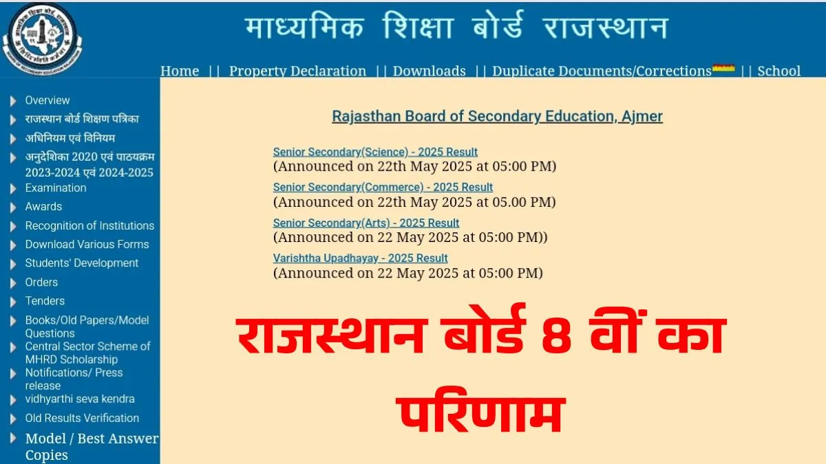 RBSE 8th Result 2025